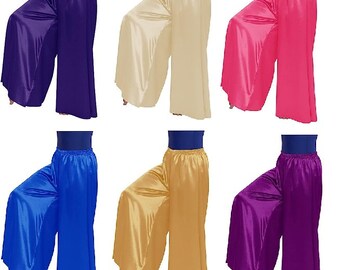 Satin Palazzo Pants, Wide leg Satin Trouser, Belly Dance Costumes, Regular Palazzo, Women Bottom Casual Wear, Comfortable Trousers Yoga Pant