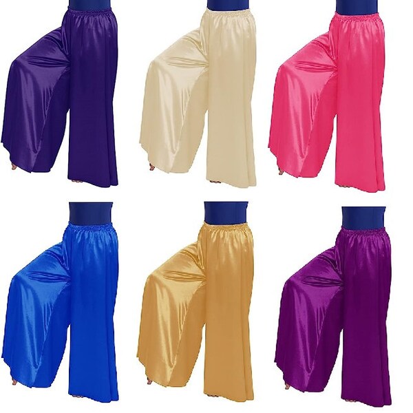 Satin-Palazzo-Hose, Satin-Hose mit weitem Bein, Bauchtanz-Kostüme, normaler Palazzo, Freizeitkleidung für Damen, bequeme Hose, Yoga-Hose