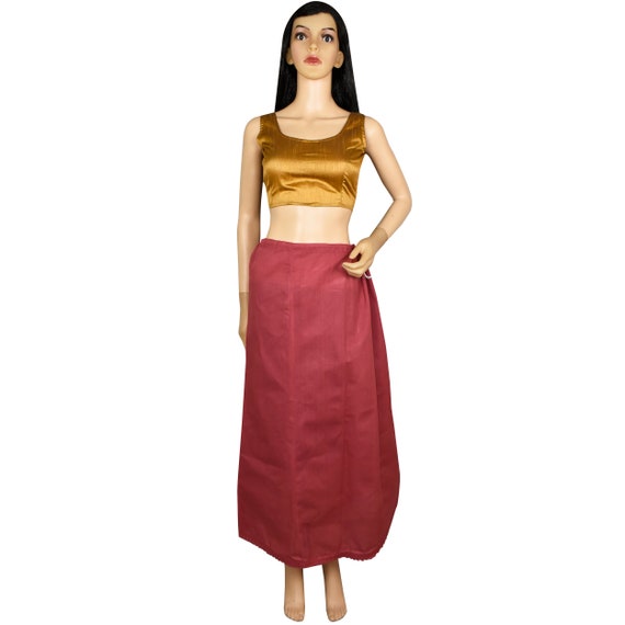Indian Trendy Sari Petticoat Cotton Stitched Adjustable Waist Saree  Underskirt Lining Skirt : : Clothing, Shoes & Accessories