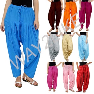Coton Salwar, Pantalon Punjabi Patiyala, Harem confortable, Pantalon tunique, Gym, Yoga, Work Out Pyjama, Pantalons, Taille libre Salwar F