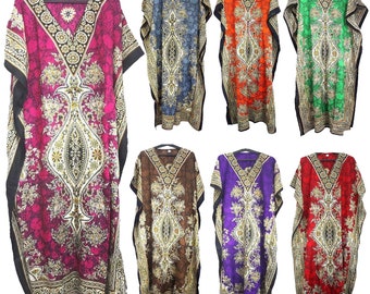 Pure Silk Kaftan Kaaftan Robe Summer Dress Bridal Party Shower Dressing Maxi Tunic Beach Wear Maternity Gown Holiday Leisure Gifts KFN1127