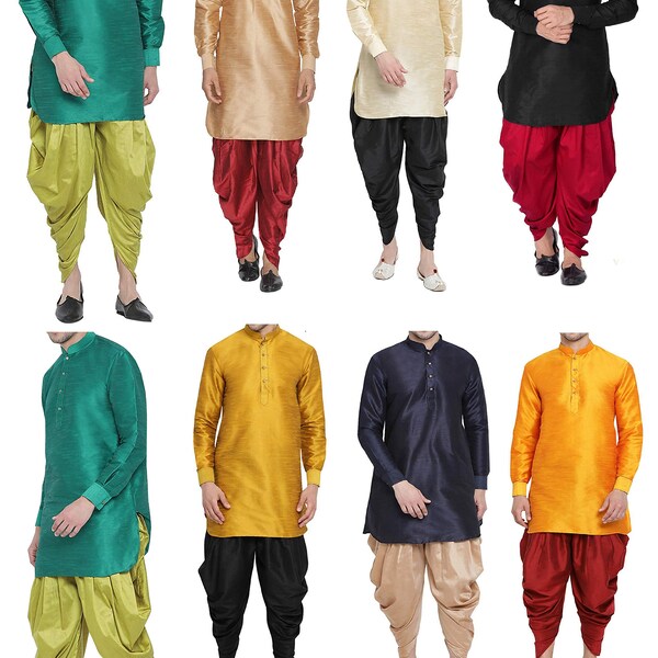 Dhoti Kurta para hombre, conjunto de pantalones Kurta de seda Dupion, pijama étnico Kurta, vestido de novia tradicional, conjunto de