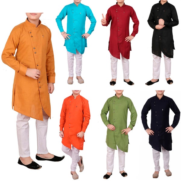 Ethnic Kurta Pajama Set Bollywood Style Sherwani For Kids Cotton Kurta Pajama Party Wear, Traditional Pyjama Kurta,Child Indian Clothing