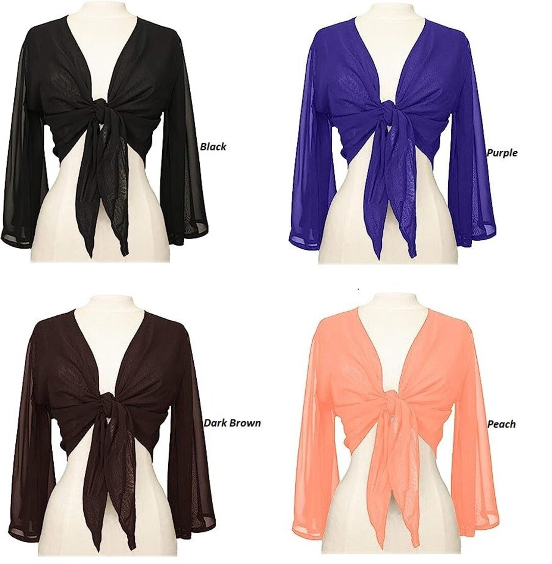 Women's Shrugs, Chiffon Choli Blouse, Flair Wrap Tie Top, Belly Dance