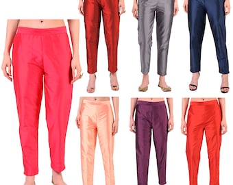 Dupion Silk Pajama Pant Women's Indian Ethnic Designer Bottom Wear Trouser Casual & Stylish Salwar Pants For Plain Kurtis Party Wear Pants