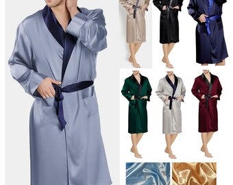 Men's Robes, Nightgown, Satin Full Sleeve Nightwear, Bathrobe, Sleepwear, Loungewear, Night Gown, Summer Satin Robe, Groomsmen's Robes