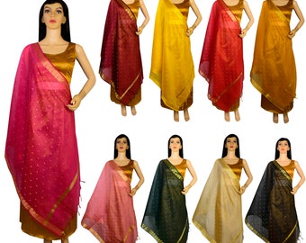 Women's Dupatta Woven Design Traditional Tassels Scarf Ethnic Light Weight Shawl Casual Wear Dupatta,Indian Wear, Hijab Art silk Neck Warmer