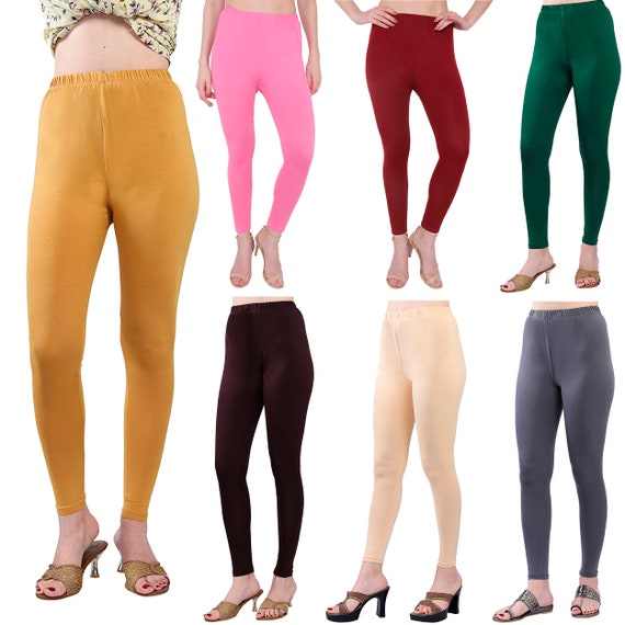 Leggings ajustados de algodón para mujer, pantalón largo de yoga