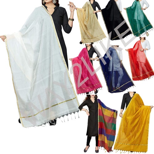 Women Banarasi Silk Dupatta Scarf Slote Fancy Wrap Chunni Party Wear 