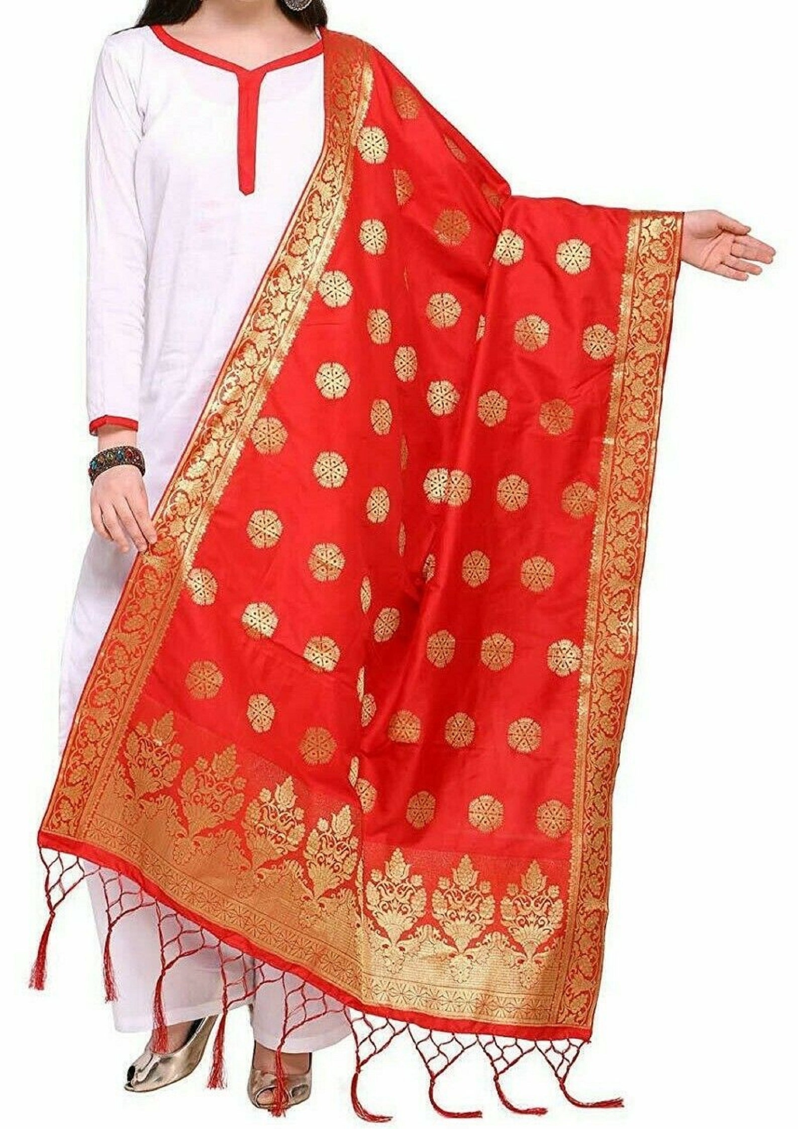 Dupatta Banarasi Chunni Art Silk Stole Indian Women Woven Etsy