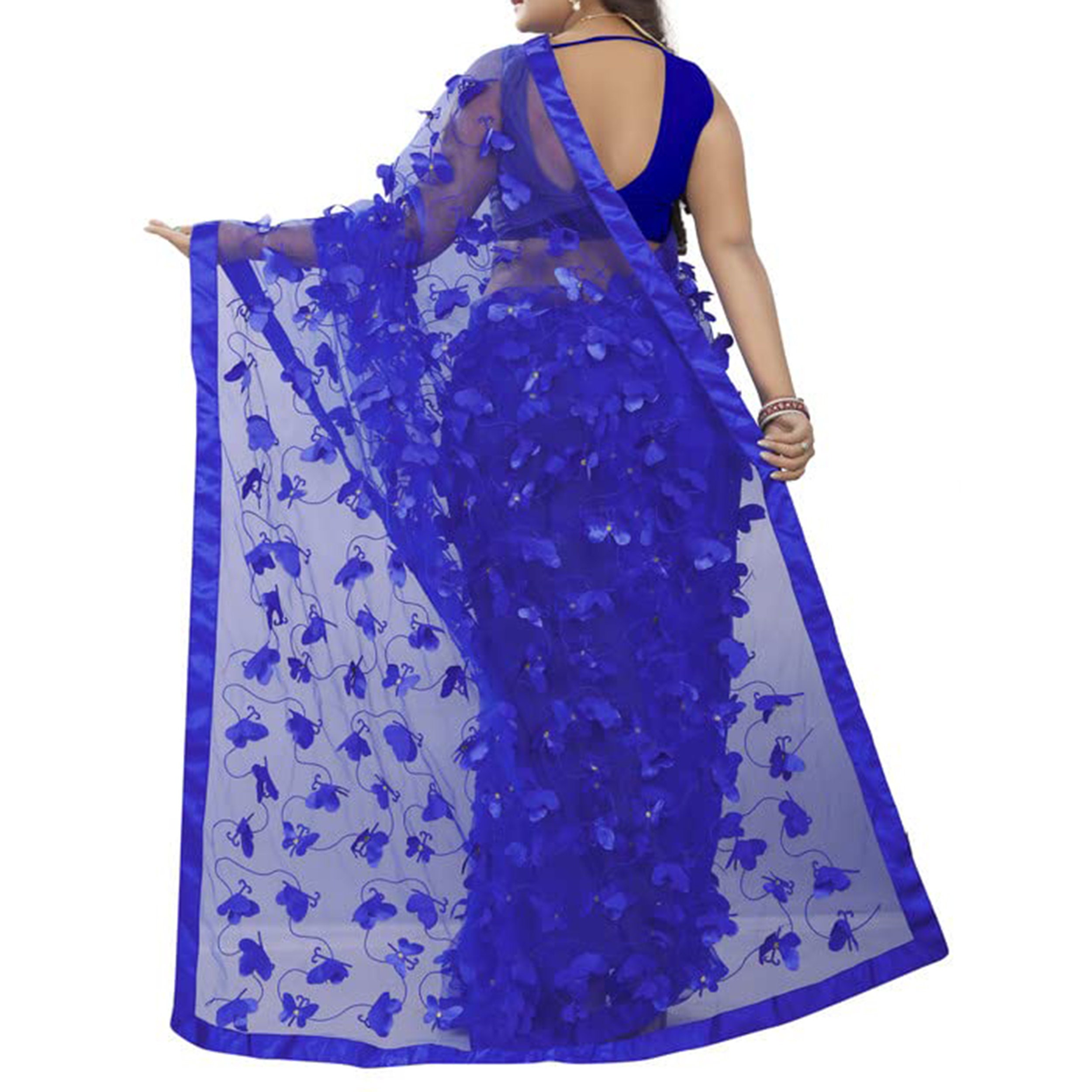 Women's Butterfly Fashionable Designer Net Saree for Wedding & Traditional  Indian Ethnic Bollywood Style Saree Beautiful Fancy Sari Blouse 