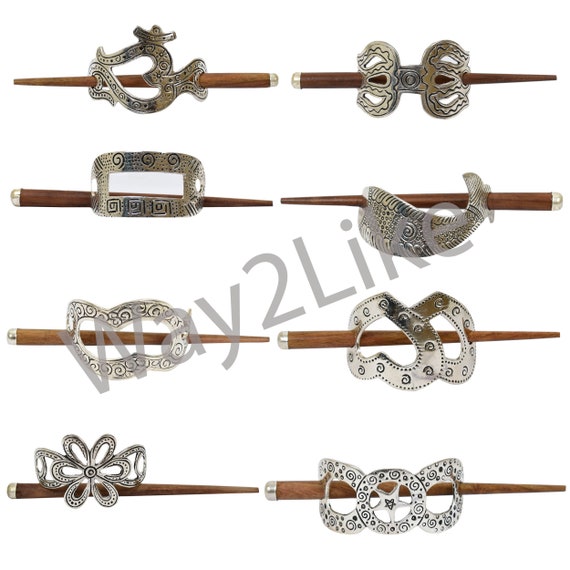 Women Hair Juda Clip Wooden & Metal Hand Carved Hair Pin - Etsy Women Hair Juda Clip Wooden & Metal Hand Carved Hair Pin - Etsy