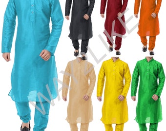Men's Kurta Pyjama Set, Dupion Silk, Traditional Kurta, Churidar Wedding Kurta, Ethnic Kurta, Religious, Outfit Kurta Set Men Clothig