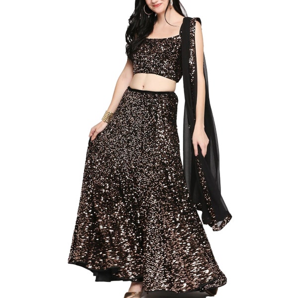 Velvet Lehenga Choli Set Sequin Work And Net Dupatta For Indian Women lehenga Choli Designer Wedding Lehenga, Beautiful Bridesmaids lehenga