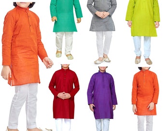 Cotton Kurta Pajama Set,Indian Wedding Kids Dress Traditional Pyjama Kurta,Boys Festival And Party Wear Kurta, Ethnic Clothing & Comfortable