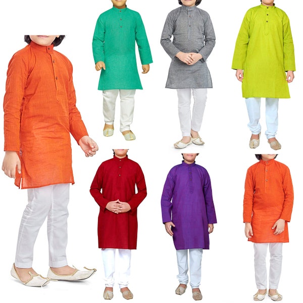 Ensemble de pyjama Kurta en coton, mariage indien pour enfants, robe de pyjama traditionnel Kurta, festival et fête pour garçons, vêtements