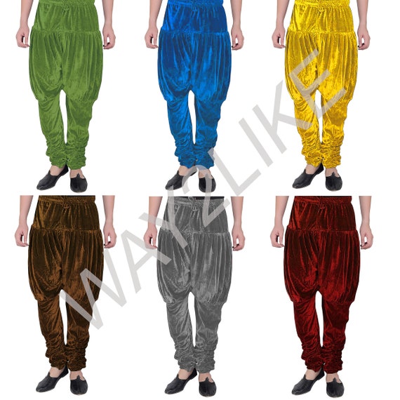 Dhoti Salwar, pantalones harén para hombre, cordón de cintura elástica de  terciopelo, pantalones elásticos, salwar étnico, ropa de fiesta de -   España