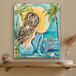 Zeemeerminkunstdruk: handgesigneerd gicleezeegezicht, Luna