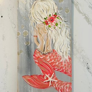 Mermaid painting on wood