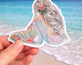 Sticker sirène floral côtier