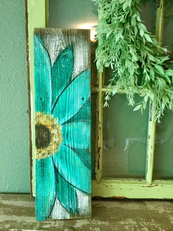 Gerbera Daisy Painting On Recycled Old Barn Board Etsy