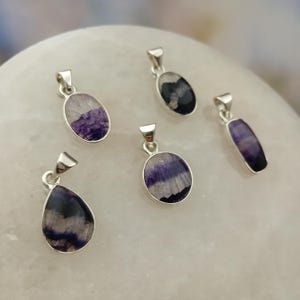 Blue John Mini Pendant Necklace | 925 Sterling Silver | British Fluorite