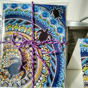 Note cards set - Sea Turtles mandala painting.