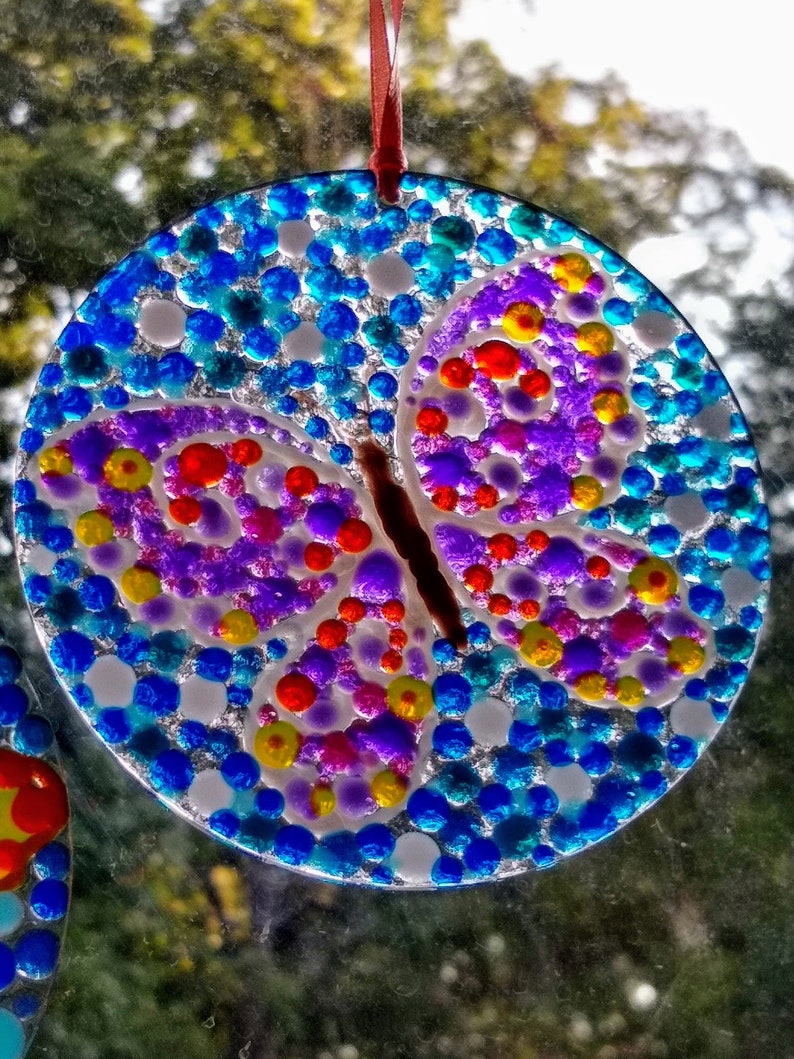 Butterfly suncatcher choose colors 4inch diameter acrylic. Etsy