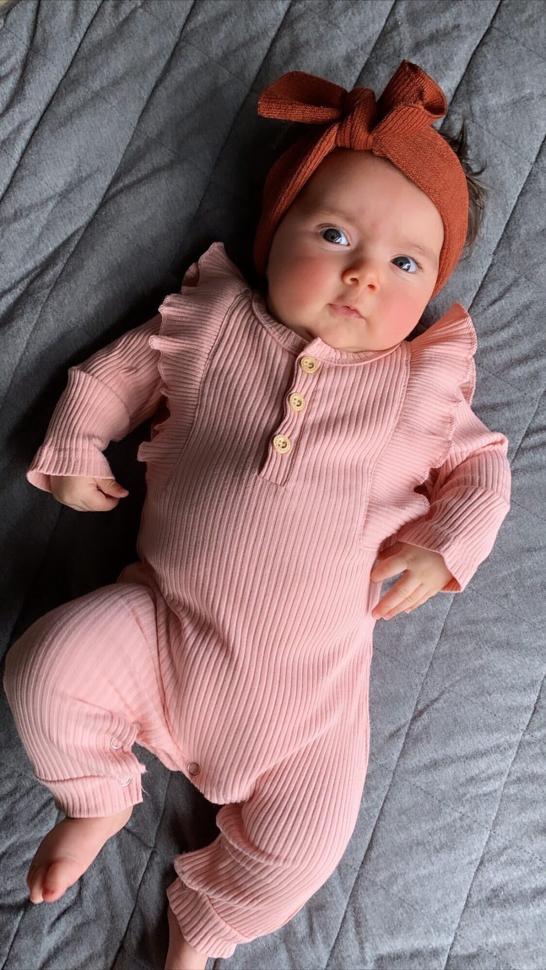 Soft Pink Baby Jumpsuit Baby Long Sleeved Jumpsuit Newborn Etsy