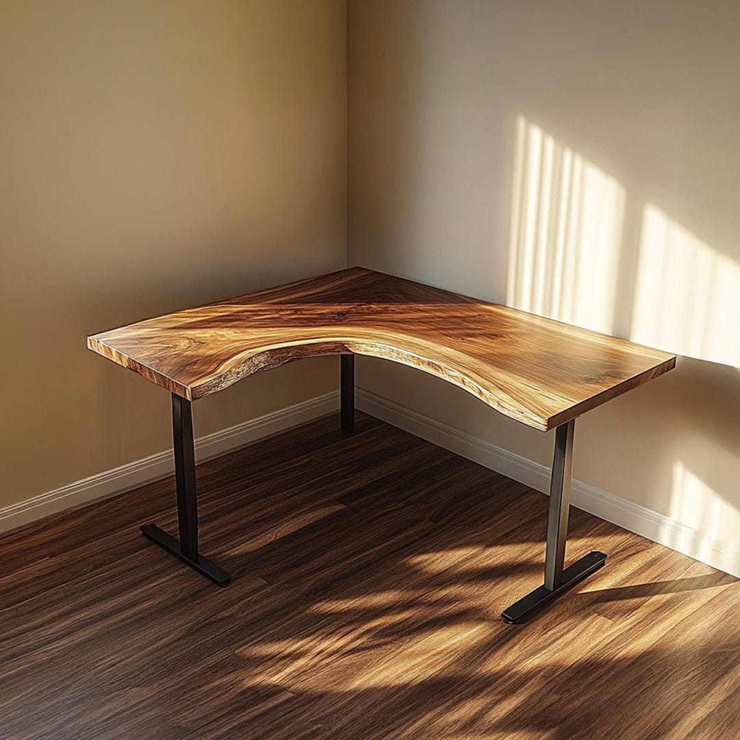 Solid Wood Desk Live Edge Table Office Desk Wooden Furniture for Living ...
