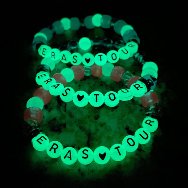 GLOW in the DARK Taylor Swift Eras Tour Stretch Friendship Bracelets - Customizable and Great as a keepsake! 3 Colors Available