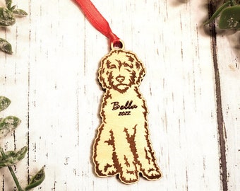 Labradoodle Personalized Ornament w/ Name, Dog Ornament, Custom Dog Ornament, Christmas Pet Ornament, Dog Holiday Gift