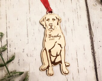 Labrador Personalized Ornament w/ Name, Dog Ornament, Custom Dog Ornament, Christmas Pet Ornament, Dog Holiday Gift