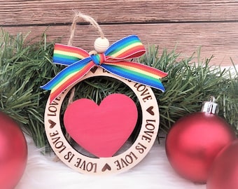 Love is Love Ornament - Pride Ornament - LGBTQ Pride - Rainbow Christmas Ornament - Love is Love Car Charm - Pride Month
