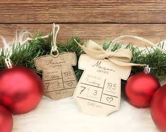 Custom Birth Stat Ornament / Baby First Christmas / Birth Announcement / New Baby Gift / Baby Keepsake / 2025 Update