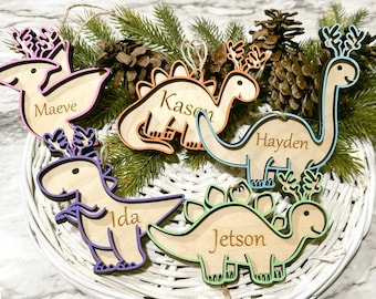 Dinosaur Christmas Ornament - Dinosaur Name Tag - Christmas Custom Tag - Personalize Dinosaur Christmas Gift/ T-Rex Triceratops