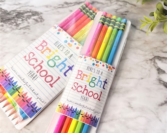 Personalized Pencils, School Supplies, Back to School, Affirmation Pencils,  Neon Pencils, Teacher Gift
