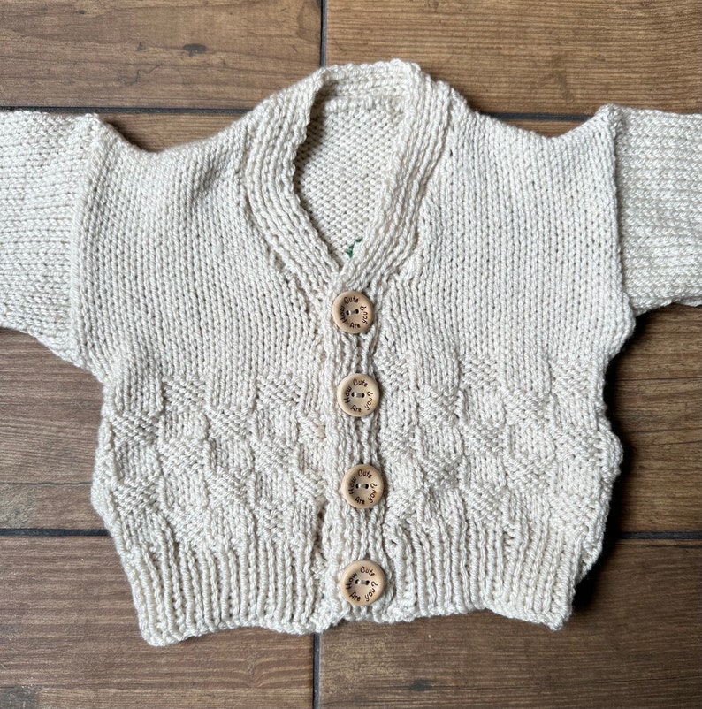 3-6 Month Personalized Hand Knitted Baby Cardigan With Name Embroidery. Perfect Present With Gift Wrapping Options Available image 2