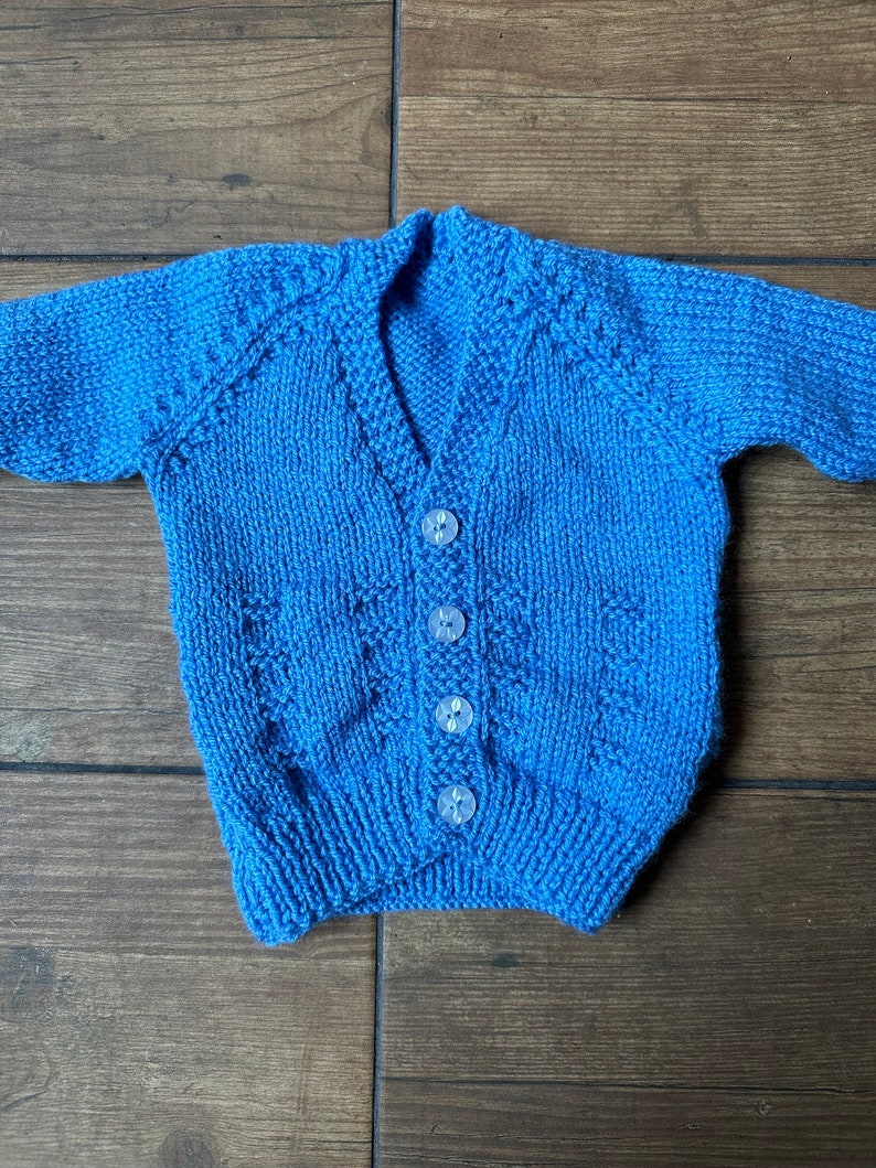 3-6 Month Personalized Hand Knitted Baby Cardigan With Name Embroidery. Perfect Present With Gift Wrapping Options Available image 5