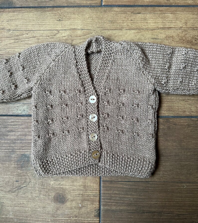 3-6 Month Personalized Hand Knitted Baby Cardigan With Name Embroidery. Perfect Present With Gift Wrapping Options Available image 3