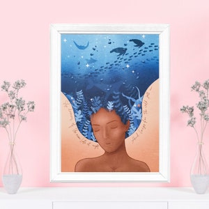 Wild Swimming Art Print, Gifts for Swimmers, Ocean Art Print, Swimming Gifts For Women, Birthday gifts for Her, Cold Water Swimming