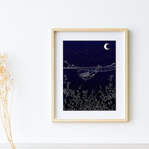 Wild Swimming Art Print, Gifts for Swimmers, Ocean Art Print, Swimming Gifts For Women, Birthday gifts for Her, Cold Water Swimming