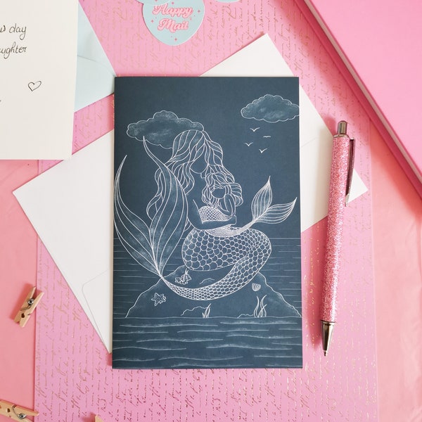 Mermaid Greeting Card, Birthday card for Daughter, Mermaid Card, Birthday card for Mum, Mermaid Art Print, Mothers Day Card