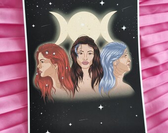 Maiden Mother Crone, Pagan Art, Witchy Home Decor, Spiritual Gifts for Her, birthday gifts for Witches, Triple Goddess Print