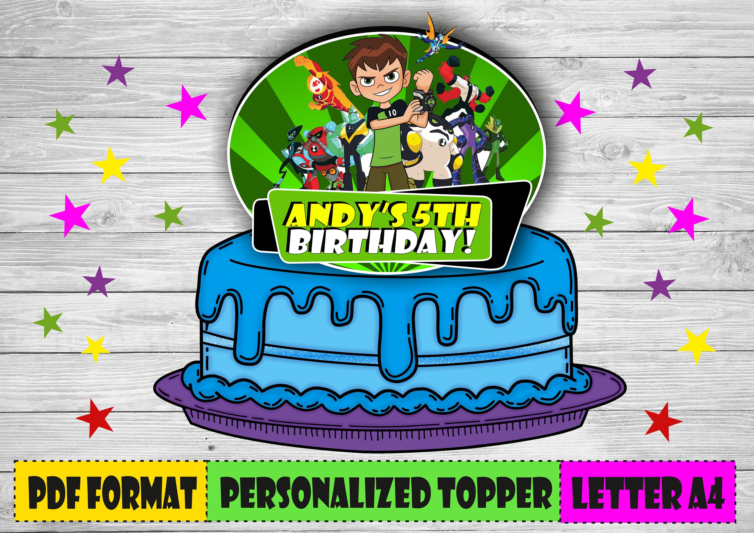 digital ben 10 cake topper personalized ben ten party decor etsy ireland