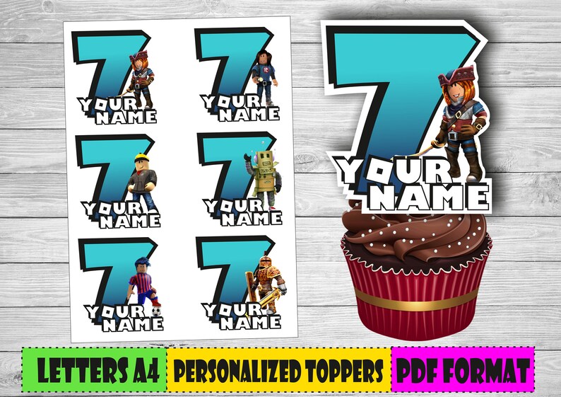 Digital Roblox Personalized Cupcake Toppers Printable Roblox Birthday Roblox Party Decor - 