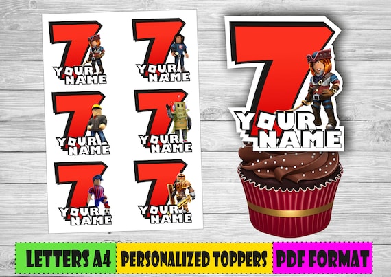 Digital Roblox Cupcake Personalized Toppers Roblox Printable Etsy - roblox topper printable