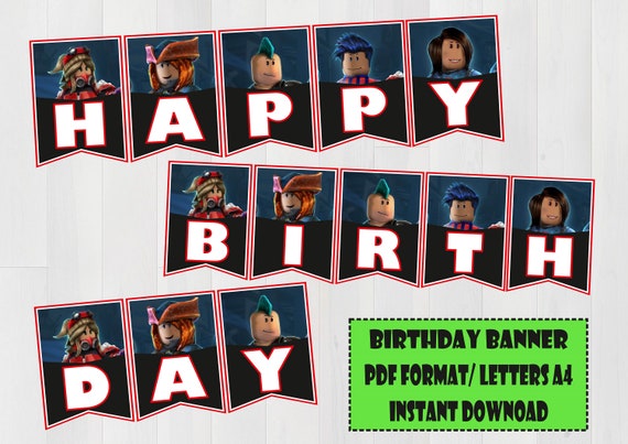 Digital Item Roblox Birthday Banner Instant Download Roblox Party Decoration - 