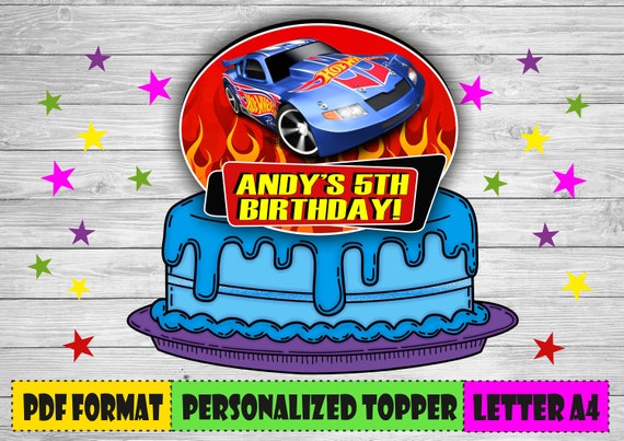 Digital Hot Wheels Personalized Cake Topper Printable Hot Etsy