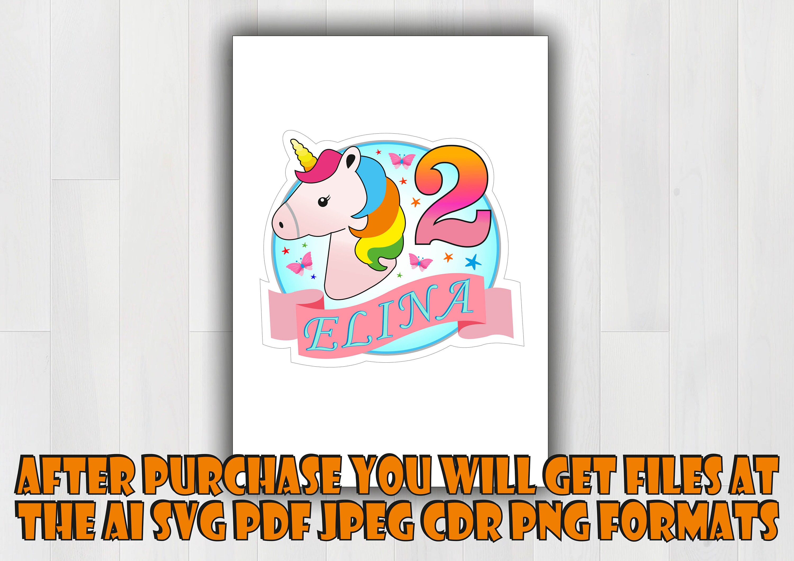 digital unicorn personalized cake topper unicorn printable etsy